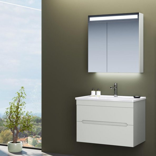 Orka Varna 80 cm Mat Kaşmir Banyo Dolabı Takımı ürün görseli 1