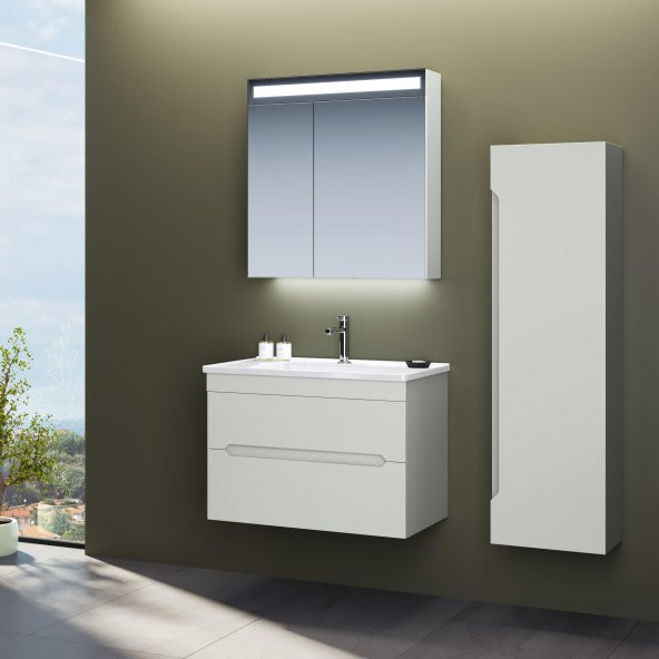 Orka Varna 80 cm Mat Kaşmir Banyo Dolabı Takımı ve Boy Dolabı ürün görseli 1