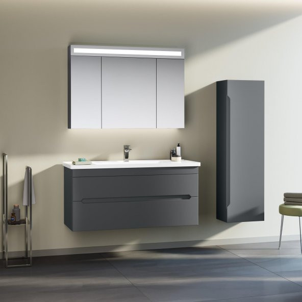 Orka Varna 100 cm Mat Antrasit Banyo Dolabı Takımı Boy Dolabı ürün görseli 1