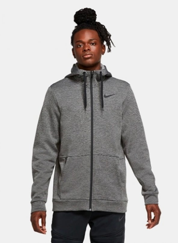 Nike Therma Fermuarlı Gri - Siyah Erkek Hırka ürün görseli 1