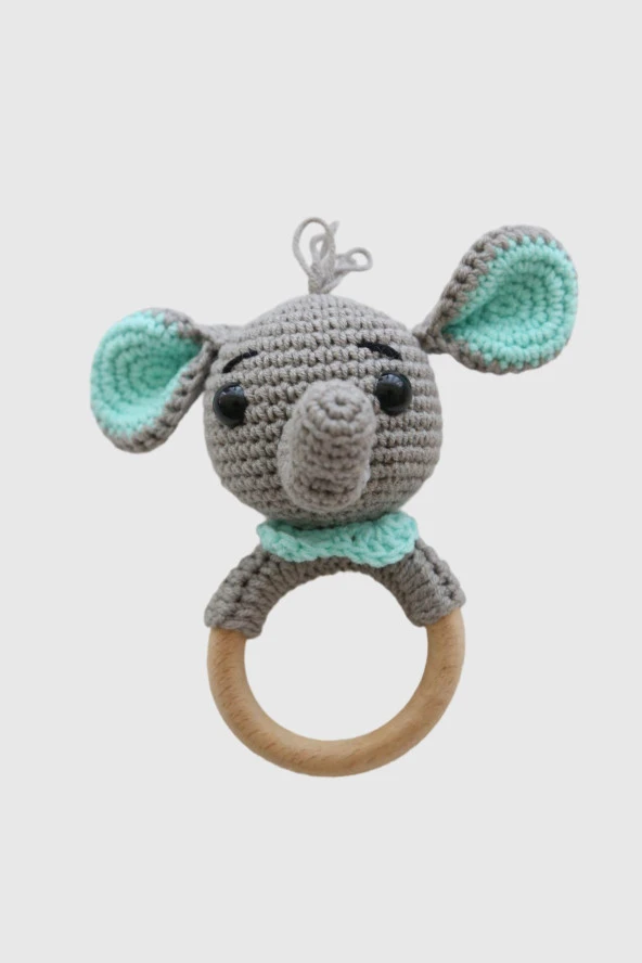 Amigurumi Fil Çıngırak Gri ürün görseli 1