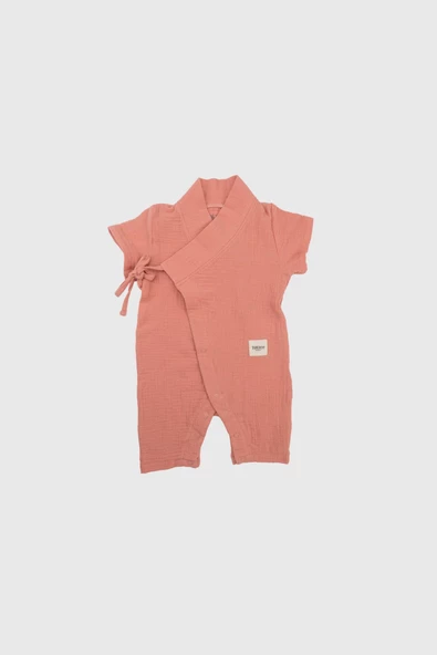 Müslin Uzun Kimono Tulum Mercan Rengi ürün görseli 1