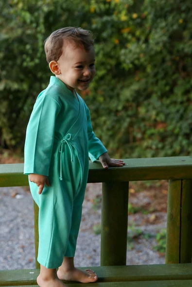 Uzun Kimono Tulum Mint Yeşili ürün görseli 1
