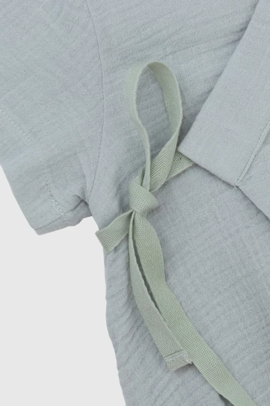 Müslin Kısa Kimono Tulum Sis Grisi - Resim 3