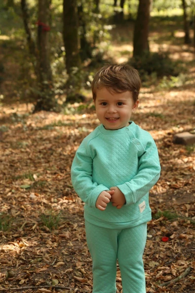 Çıtçıtlı Kapitone Sweatshirt Mint Yeşili ürün görseli 1