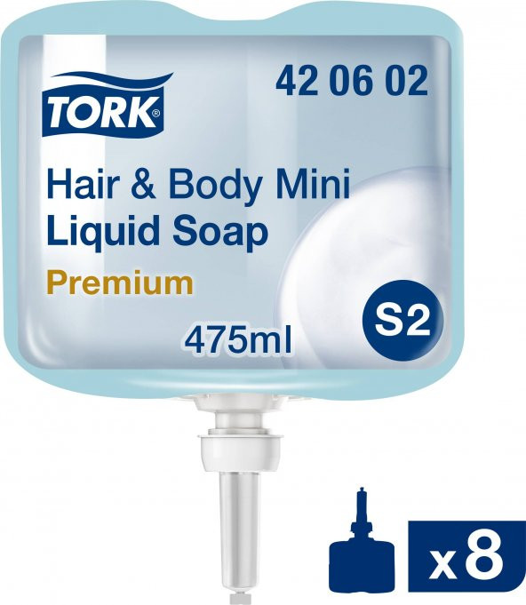 Tork Saç ve Vücut Sıvı Sabun Premium 475 Ml. x 8 Adet (420602) ürün görseli 1