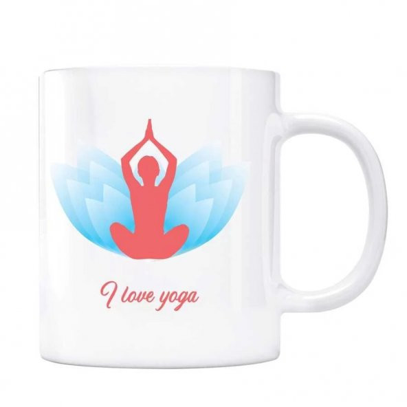 I Love Yoga Kupa Bardak - Lotus Çiçekli 2 ürün görseli 1