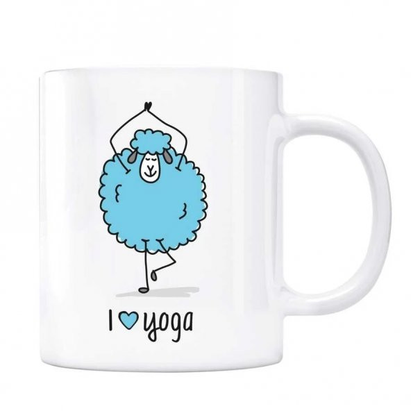 I Love Yoga Kupa Bardak - Kuzu Mavi Renk ürün görseli 1