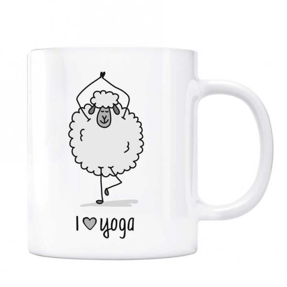 I Love Yoga Kupa Bardak - Kuzu Gri Renk ürün görseli 1