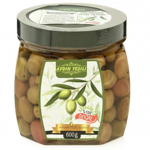 Aydın Yeşili Doğal Salamura Yeşil Çizik Zeytin 1 lt ürün görseli 1