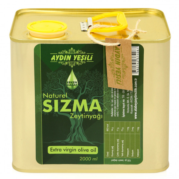 Aydın Yeşili Erken Hasat Naturel Sızma Zeytinyağı 2 lt (Teneke) ürün görseli 1