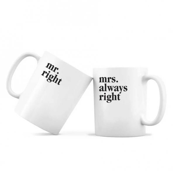 İkili Kupa Bardak - Mr Right Mrs Always Right ürün görseli 1