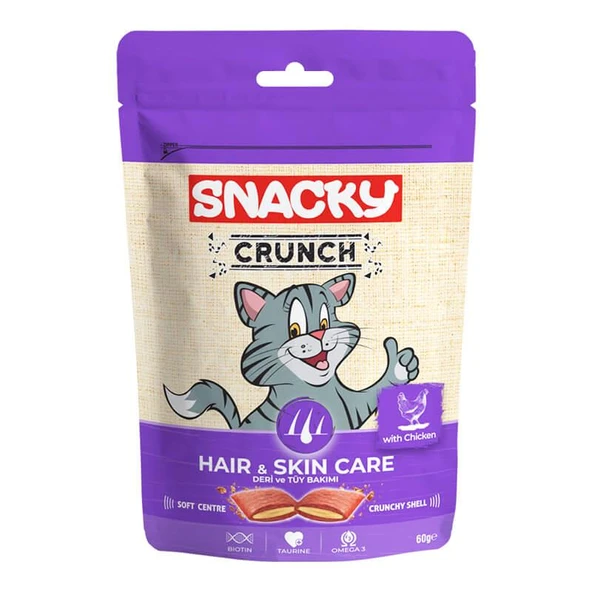 Snacky Kedi Crunch Ödül Hair-Skin Tavuklu 60gr ürün görseli 1