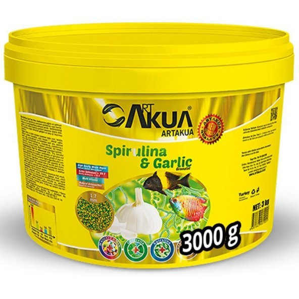 Artakua Spirulina Garlic Sarımsaklı Balık Yemi Açık 100 Gram ürün görseli 1