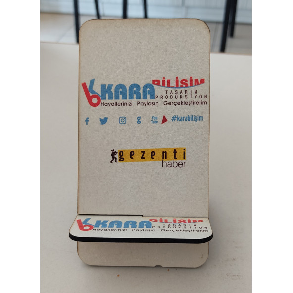 Kara Bilişim Firmaya Özel Logo vb. Baskılı Ahşap Telefon Tutucu ürün görseli 1