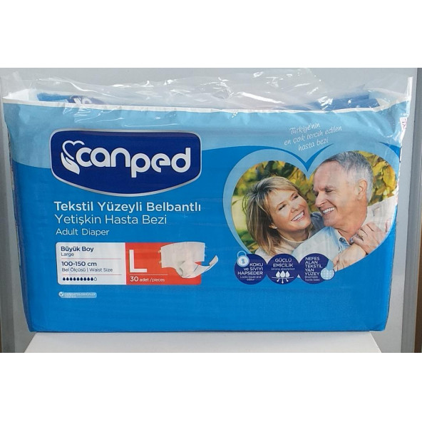 Canped Tekstil Yüzeyli Belbantlı 30'luk Hasta Bezi Large ürün görseli 1