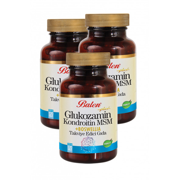 3 Kutu Balen Glukozamin Kondroitin Msm Boswellia Akgünlük Glukosamin Bosvelya 120 Tablet x 1200 Mgx3 ürün görseli 1