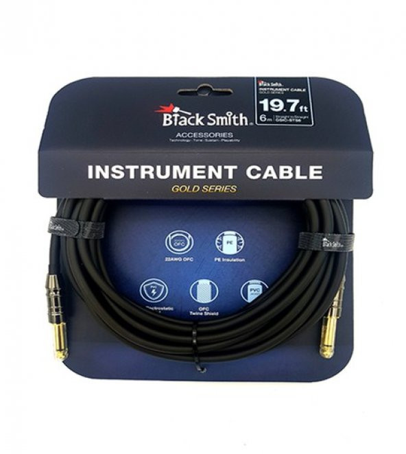 BLACKSMİTH GOLD SERIES INSTRUMENT CABLE STRAIGHT TO STRAIGHT 6m ürün görseli 1
