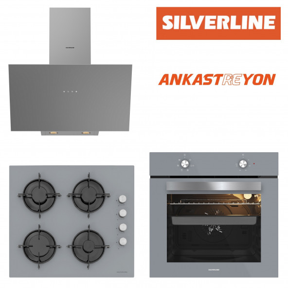 Silverline BO6501S01-CS5349S01-3481 FLAM Gri Cam Ankastre Set ürün görseli 1