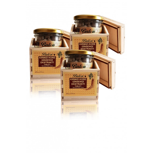 3 Kutu Balen Kırmızı Kore Ginseng Tablet 600mg x 120 Tablet Tahta Kutu Ginseng ürün görseli 1