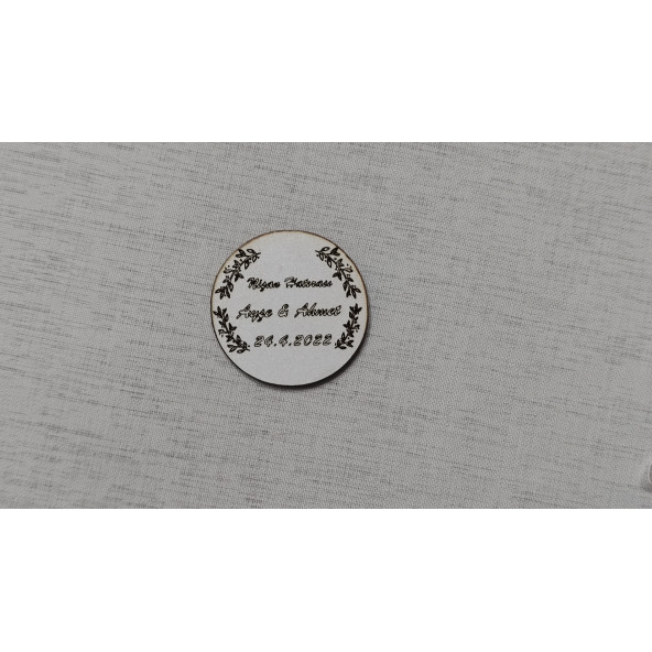 6 CM Yaprak Çerçeve Magnet Söz Nişan Nikah Düğün 25 Adet ürün görseli 1