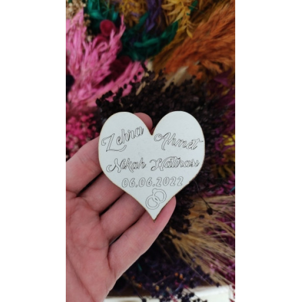 6 CM Yüzük Kalp Desenli Magnet Söz Nişan Nikah Düğün 25 Adet ürün görseli 1