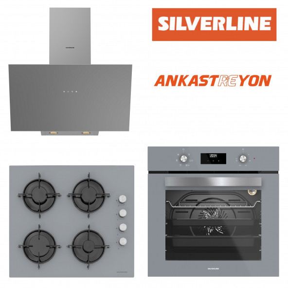 Silverline BO6502S02-CS5349S01-3481 FLAM Gri Cam Ankastre Set ürün görseli 1