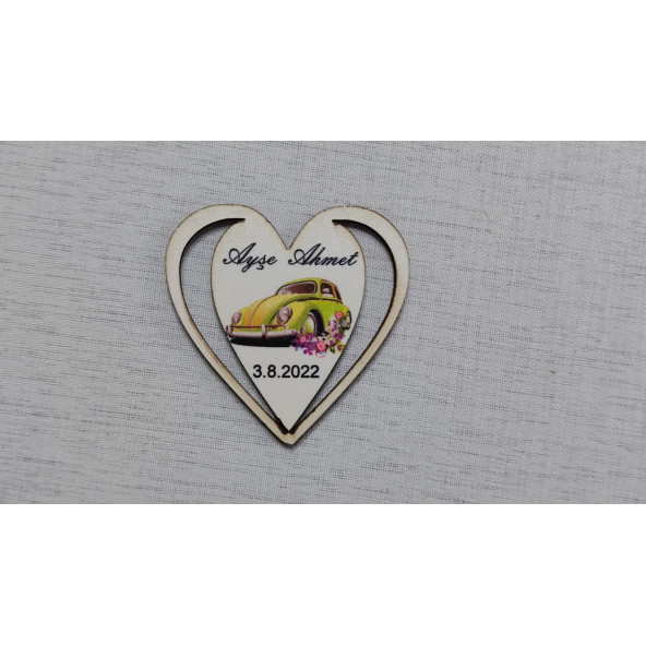 7 CM Kalpli Vosvos Magnet Söz Nişan Nikah Düğün 25 Adet ürün görseli 1