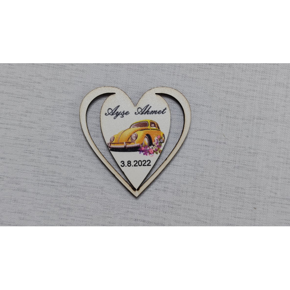 7 CM Kalpli Vosvos Magnet Söz Nişan Nikah Düğün 25 Adet ürün görseli 1
