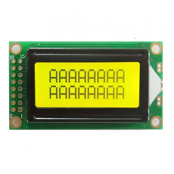 0802A 8x2 Karakter Lcd Modül Yeşil Display Ekran Yeşil Backlight 2 Satır 8 Karakter ürün görseli 1