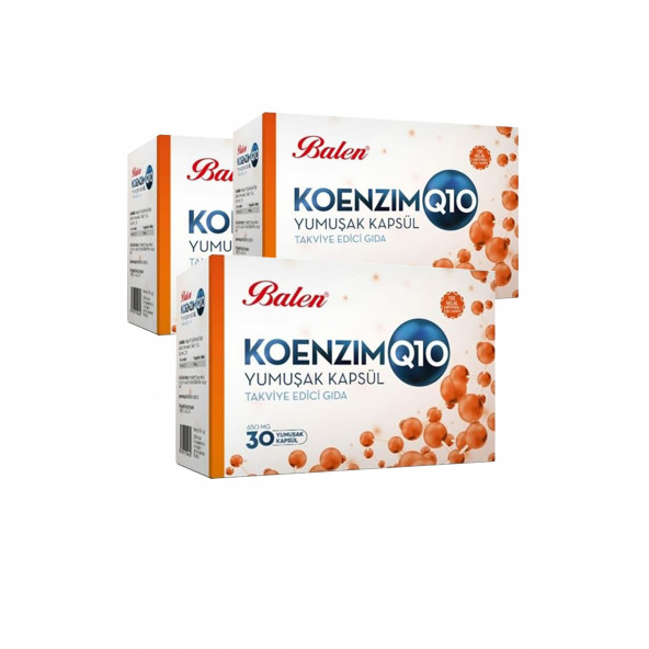3 Kutu Balen Koenzim Q10 Yumuşak Kapsül 650mgx30 Coenzim Q10 ürün görseli 1