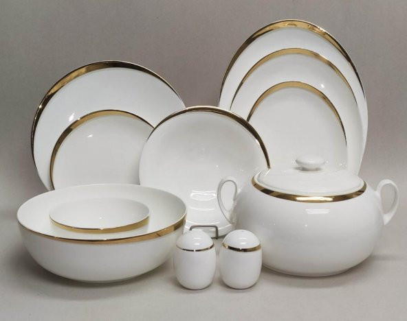 Monno Aron Gold Bone China 59 parça 12 Kişilik 9959R32 Dekor Yemek Takımı ürün görseli 1