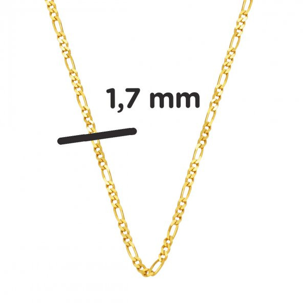 22 Ayar Altın Figaro Zincir 50cm. - Resim 3