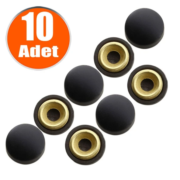 Dekoratif Vida Kapağı Kapatıcı 15 mm Mat Siyah Metal Vida Tapası Tıpası (10 ADET) ürün görseli 1