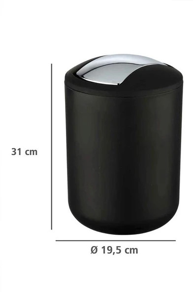 Siyah, Çöp Kovası 6,4 Litre - Brasil Model - Resim 3