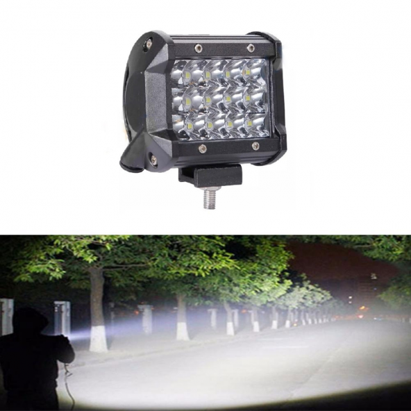 Off Road Led Lamba Delici Yayıcı Beyaz Kare Sis Farı Projektör 45W 12 Led Metal Arazi Çalışma Lambası 1 Adet ürün görseli 1