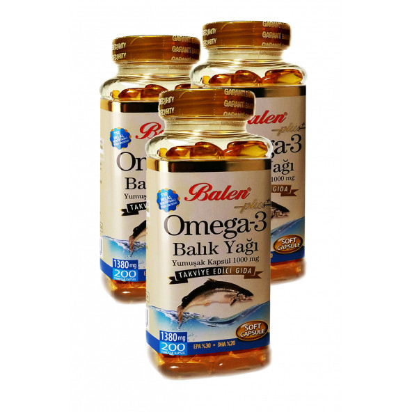 Omega 3 Balık Yağı Yumuşak Kapsül 1380mg*200kapsül 3 Adet Balık Yağı Kapsül ürün görseli 1