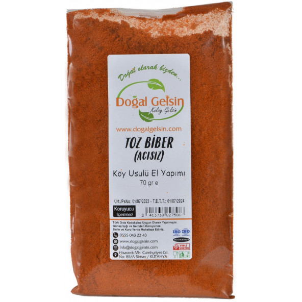 Doğal Gelsin Acısız Toz Biber - 70 gr ürün görseli 1