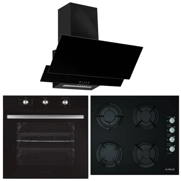 Alveus 6 Program Turbo Ankastre Cam Set - Siyah ürün görseli 1