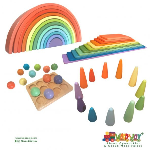 Woodnjoy 12 li Pastel Gökkuşağı Seti ürün görseli 1