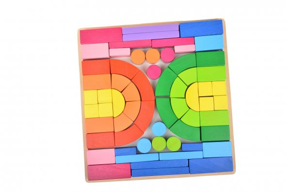 WoodnJoy Geometrik Renkli Ahşap Bloklar ürün görseli 1