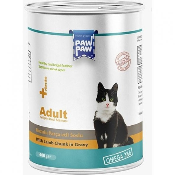 Paw Paw Kuzu Etli Yetişkin Kedi Konservesi 400 gr ürün görseli 1