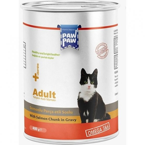 Paw paw Somon Balıklı Yetişkin Kedi Konservesi 400 gr ürün görseli 1