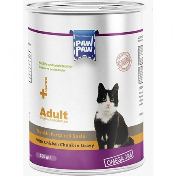 Paw Paw  Tavuklu Yetişkin Kedi Konservesi 400 gr ürün görseli 1