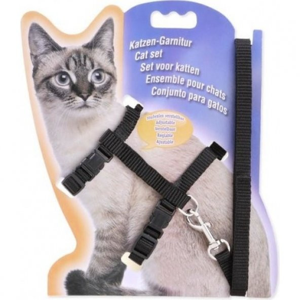 Pratik Kedi Tasması Ayarlanabilir Yavru ve Yetişkin Kedi Bel ve Göğüs Tasması 120 cm ürün görseli 1