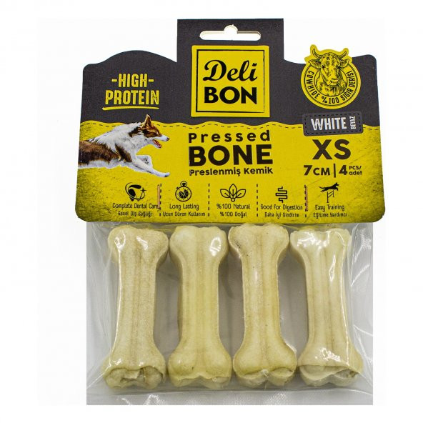 Delibon Pres Kemik 7 cm XS Boy 4’lü Paket Beyaz ürün görseli 1