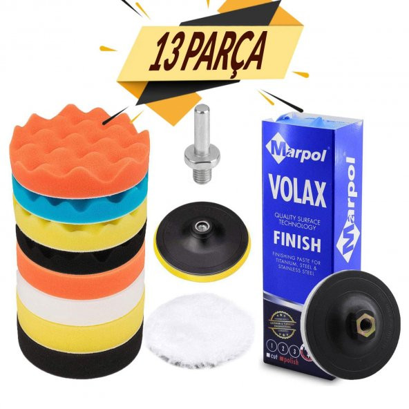 Rodex Pasta Cila Polisaj Süngeri Pedi Seti 115 mm Otomotiv Parlatıcı Metal Parlatma Seti (13 PARÇA) ürün görseli 1
