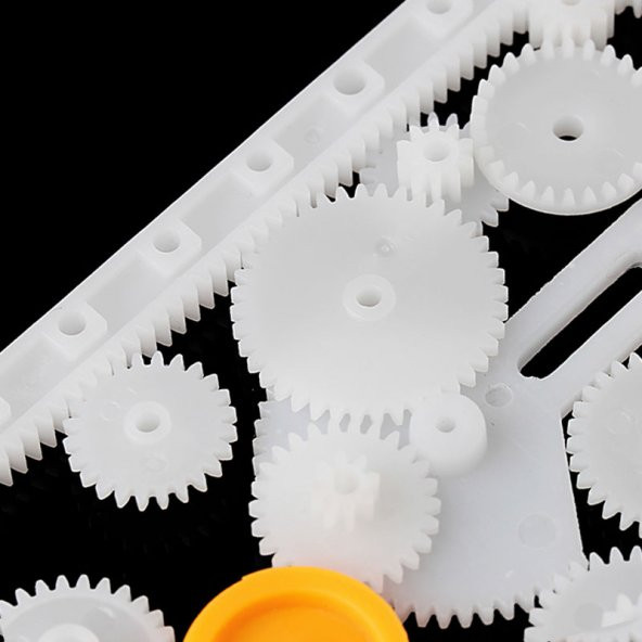 85 Parça Plastik Dişli Seti (Oyuncak - Tekerlek - Mil - Çark) - Resim 2