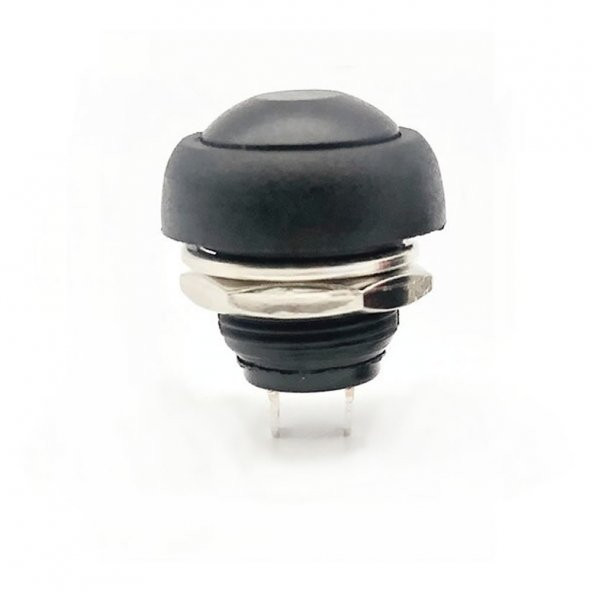 12mm PBS-33B 2 Pin Push Buton Siyah ON OFF 1A 250V Yuvarlak Su Geçirmez Anahtar ürün görseli 1