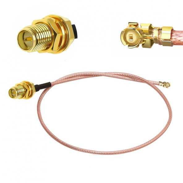 30Cm Rp Sma Dişi Ipex Mhf1 Rf Bağlantı Kablosu 0-6Ghz Altın Kaplama ürün görseli 1